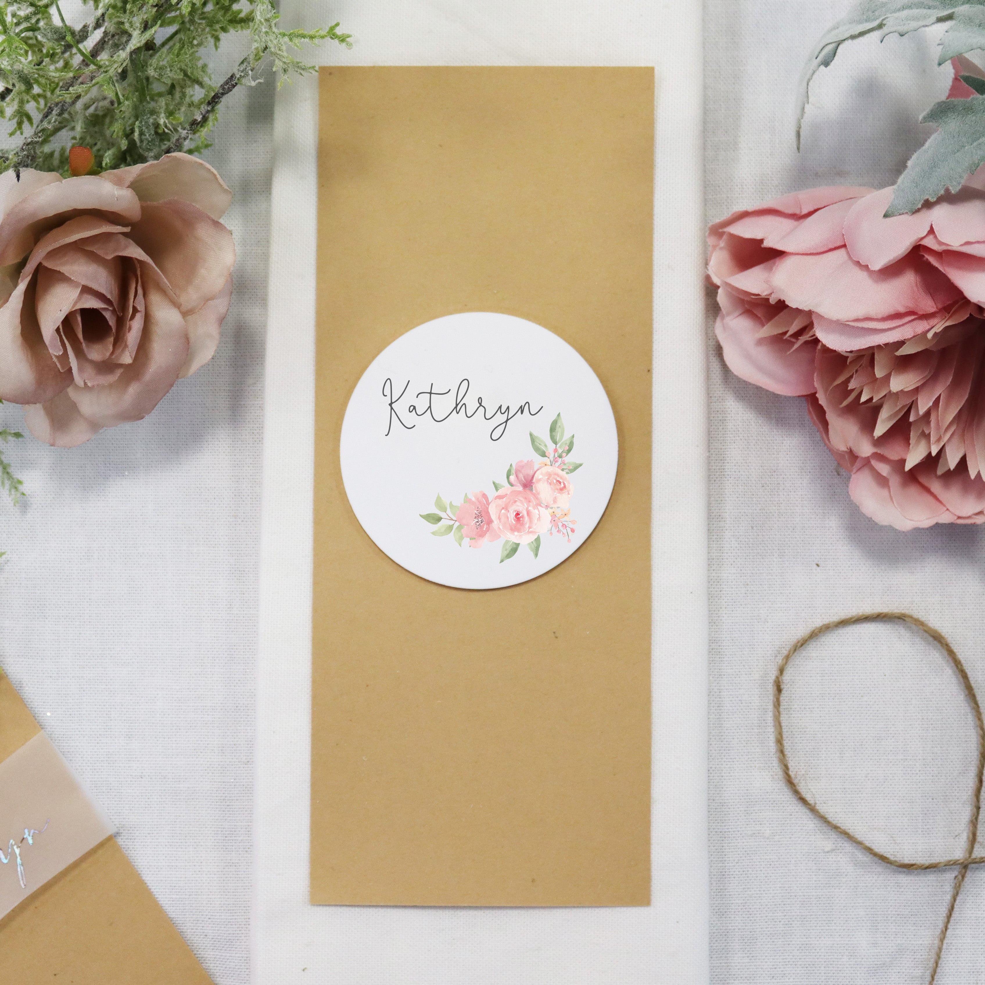 Personalised Printed White Acrylic Wedding Place Name