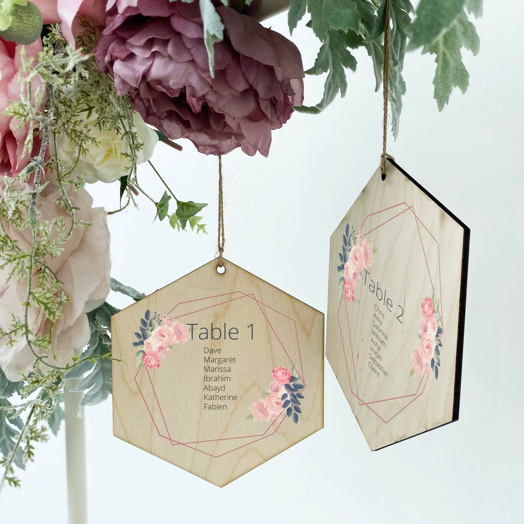 Hexagonal Wooden Hanging Wedding Table Plan