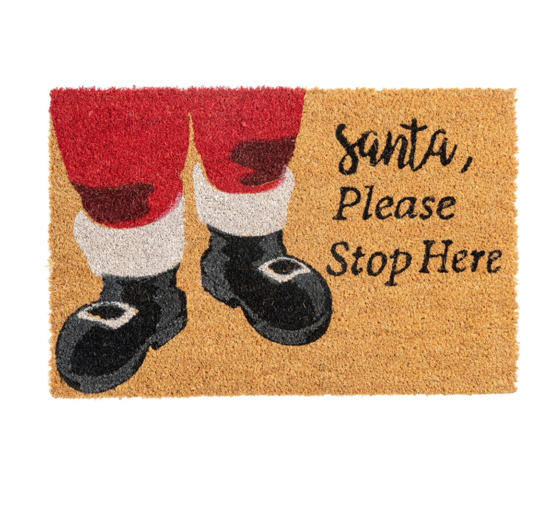 Santa Stop Here Coir Doormat