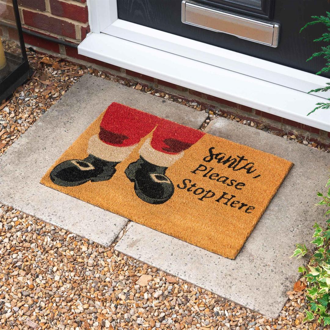 Santa Stop Here Coir Doormat