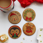 Set Of Four Christmas Character Wooden Coasters
