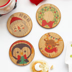 Set Of Four Christmas Character Wooden Coasters