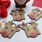 Set Of Four Wooden Rudolph Reindeer Coasters