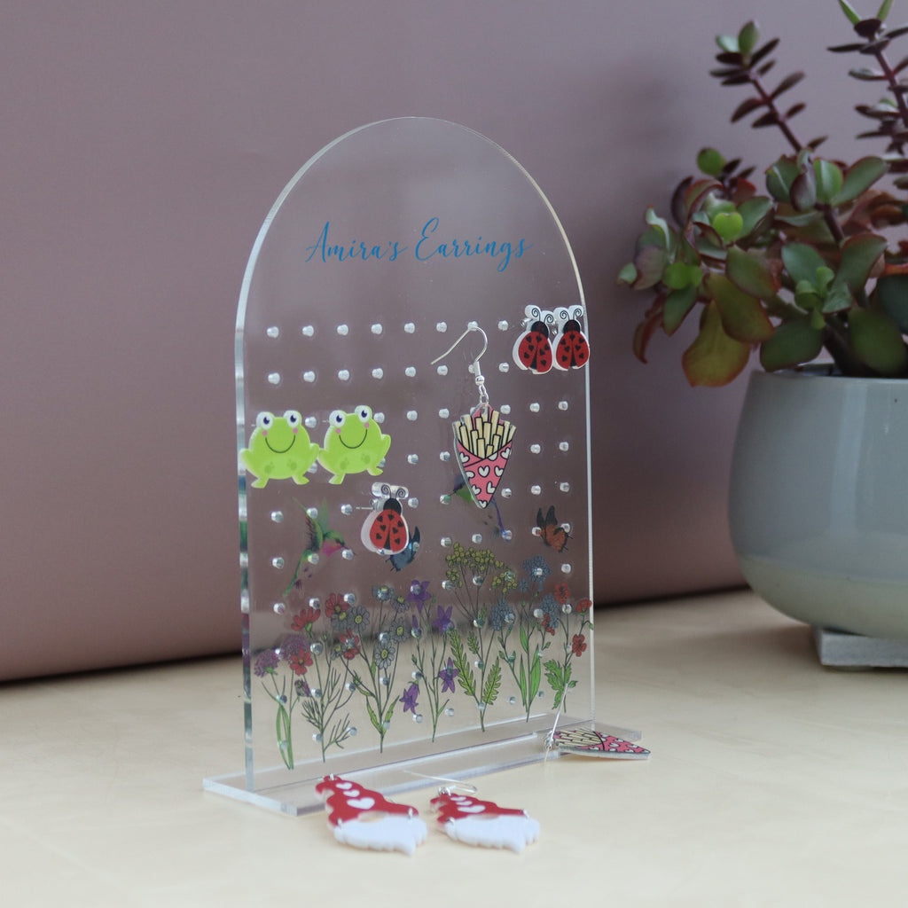personalised acrylic earring holder can hold 50 sets of earrings