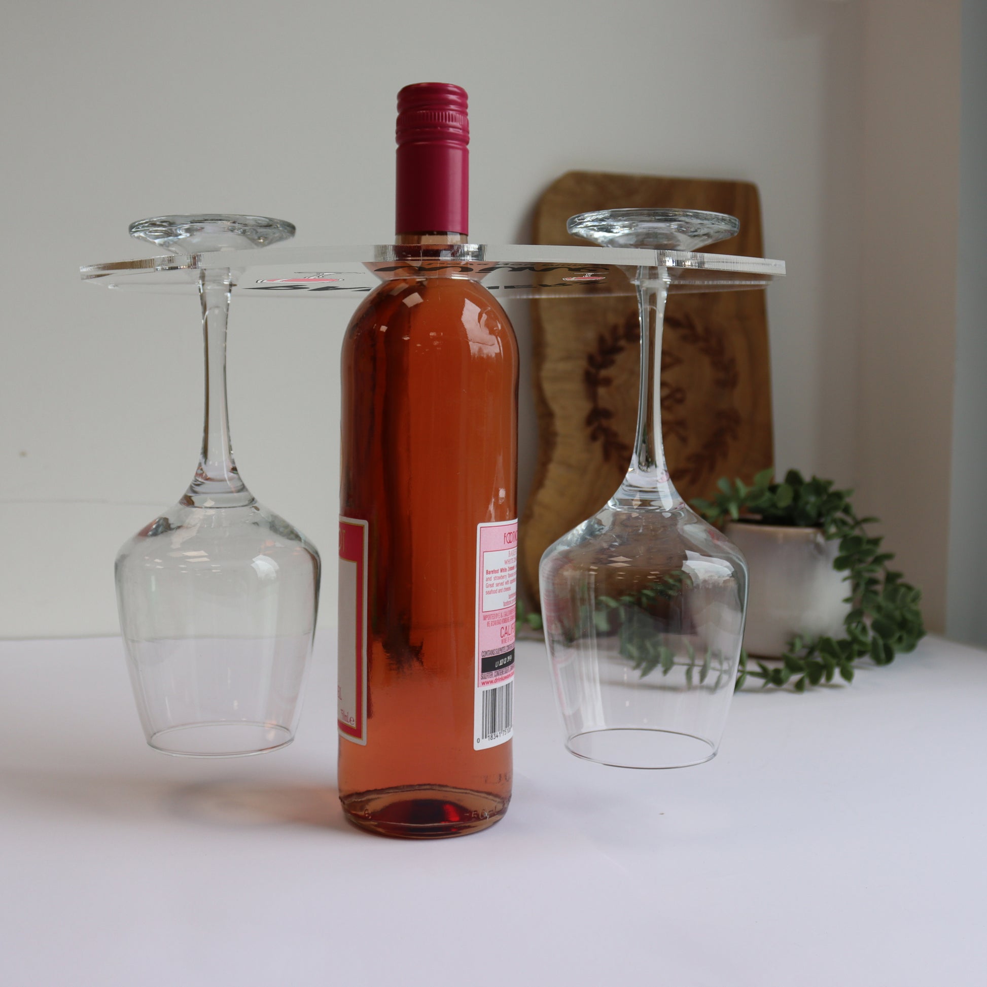 simple wine glass bottle and wine display holder gift for friend gift for Mum