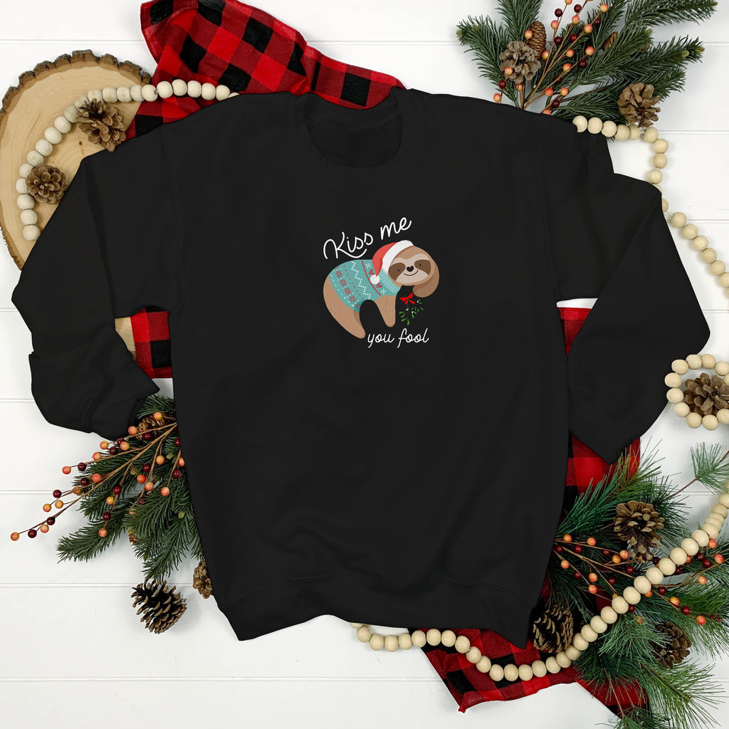 Christmas Sloth Kiss Me Sweatshirt