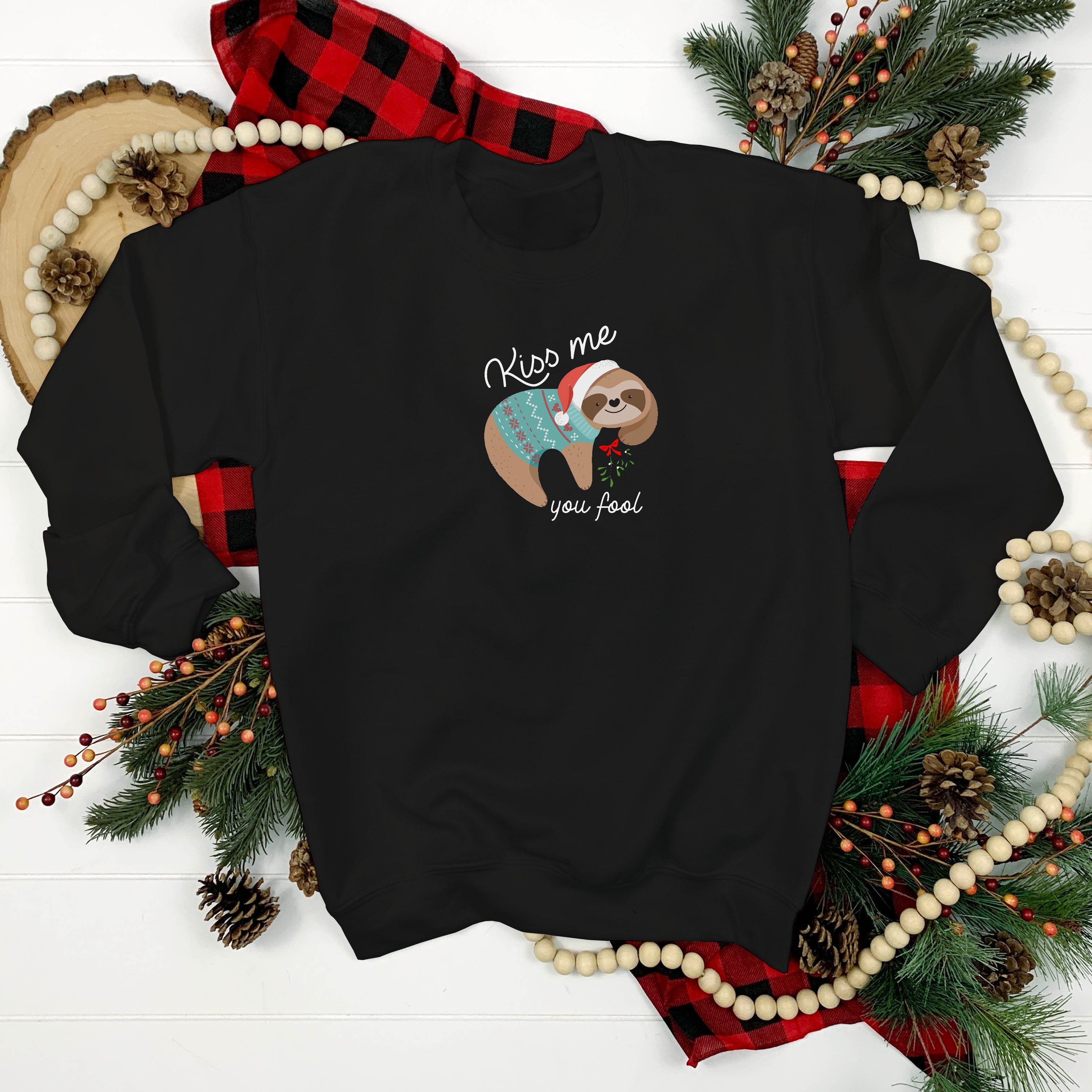 Christmas Sloth Kiss Me Sweatshirt