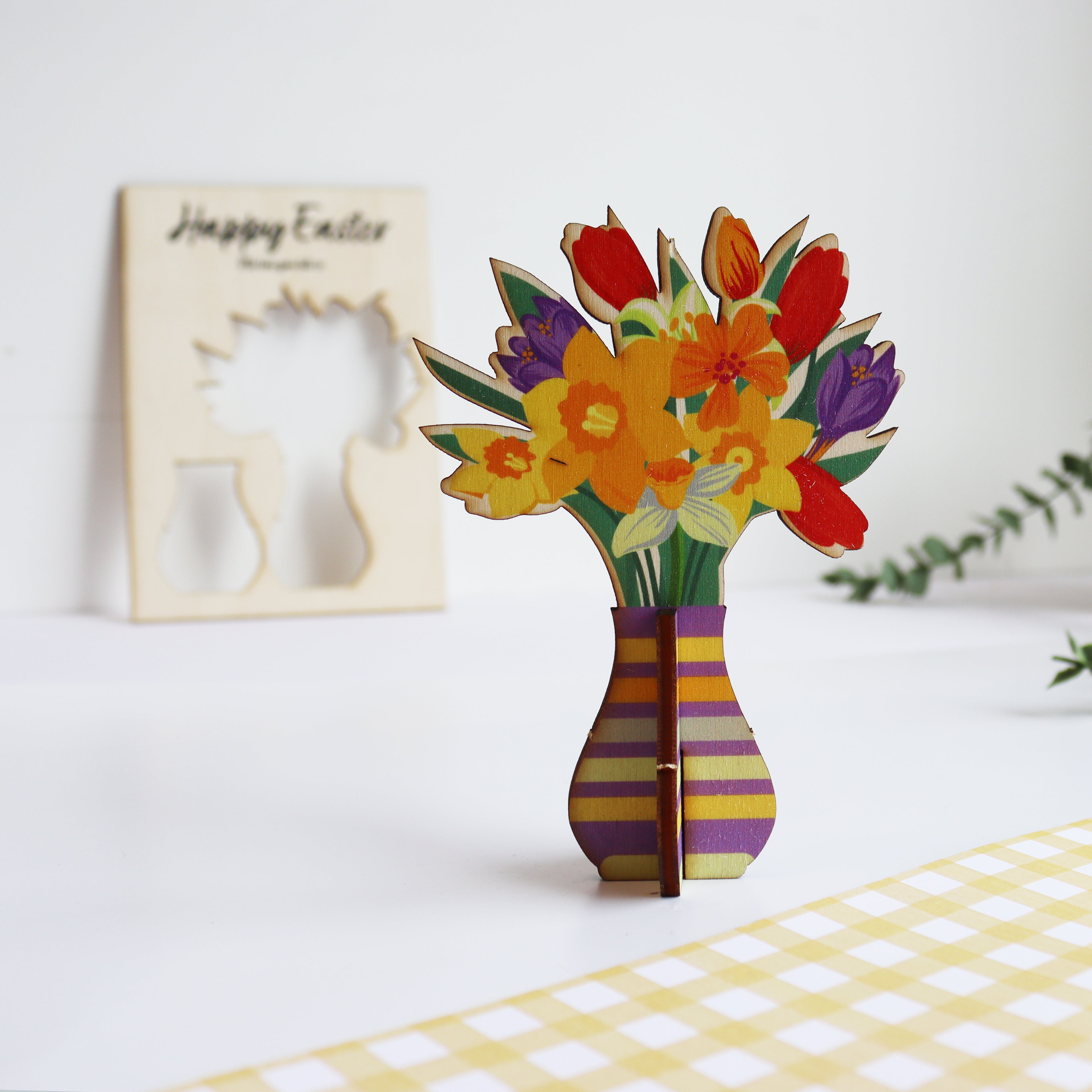 Personalised 3D Wooden Easter Flower Card – Keepsake Gift
