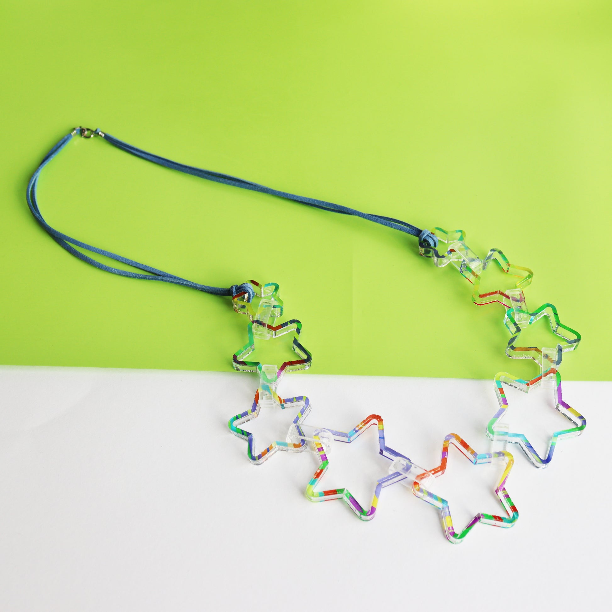 statement star prined acrylic geomtric colourful necklace