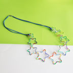 statement star prined acrylic geomtric colourful necklace