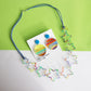 statement star printed acrylic geometric colourful necklace with earrings