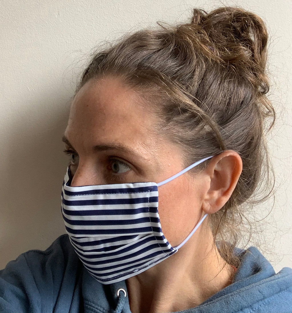 Pack Of Four Navy And White 100% Cotton Face Mask