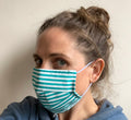 Pack Of Five Striped Turquoise 100% Cotton Facemask
