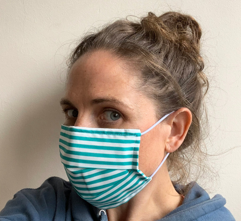 Pack Of Four Teal And White 100% Cotton Face Mask