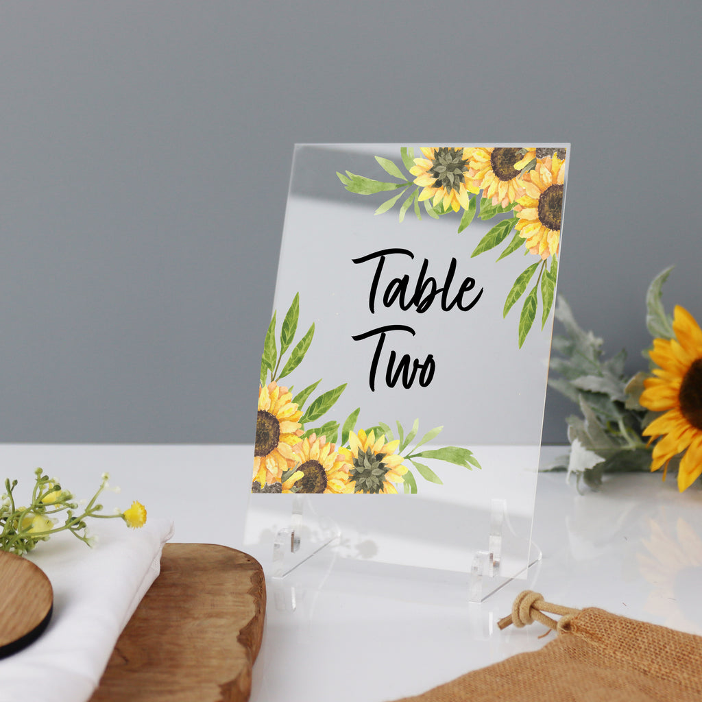 Wedding Table Number Sunflowers