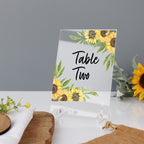 Wedding Table Number Sunflowers