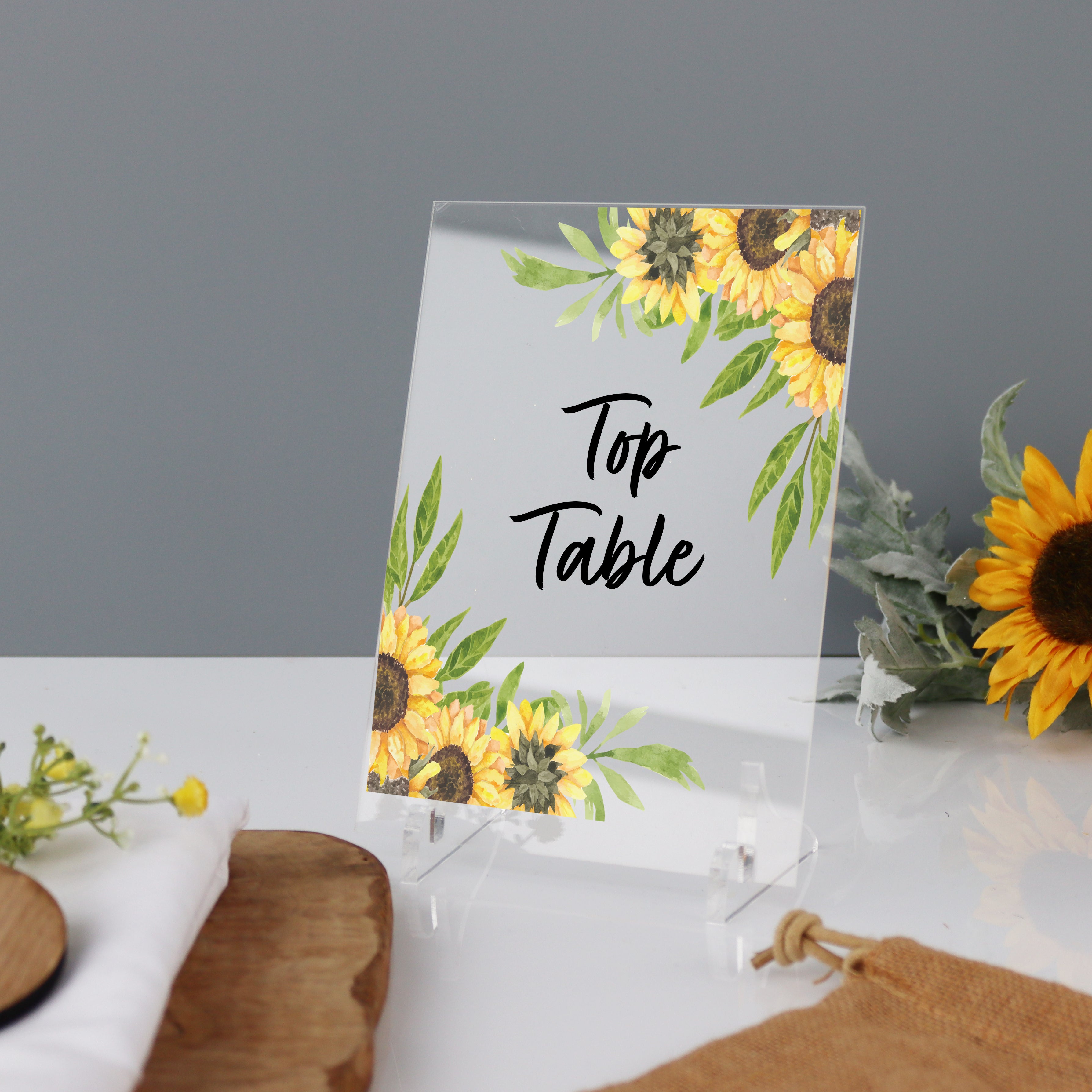 Wedding Table Number Sunflowers
