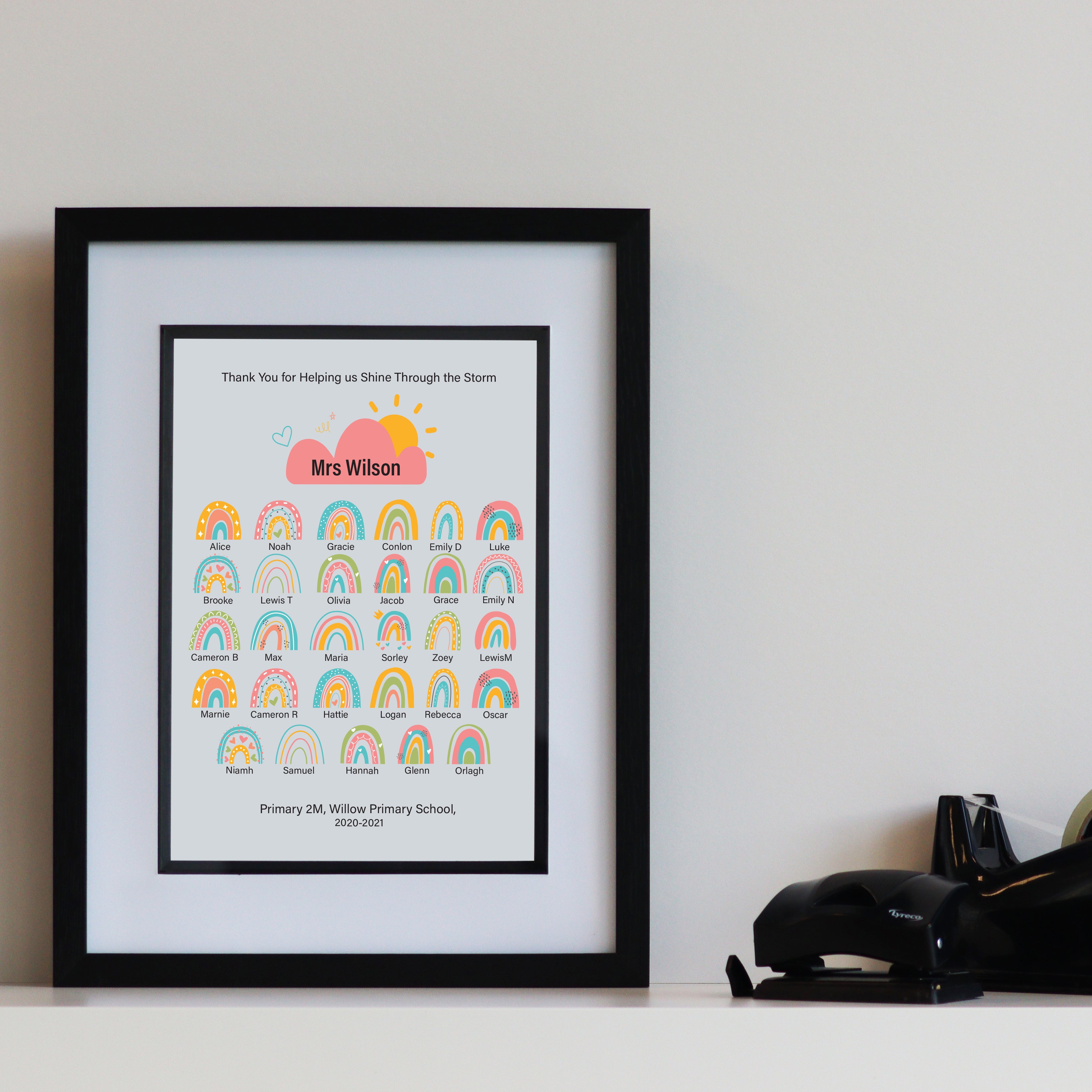 Thank You Teacher Rainbow Print