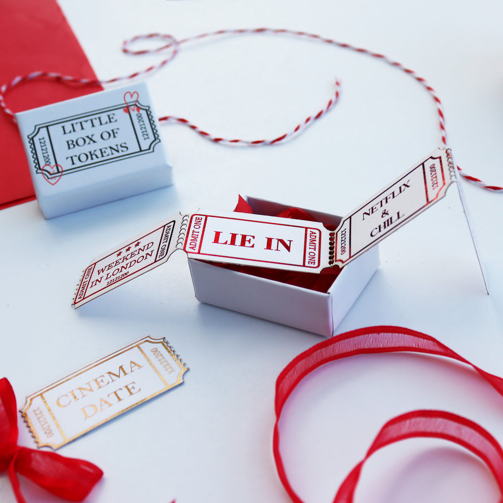 Personalised Date Ideas Ticket Stub Tokens Valentine's Day