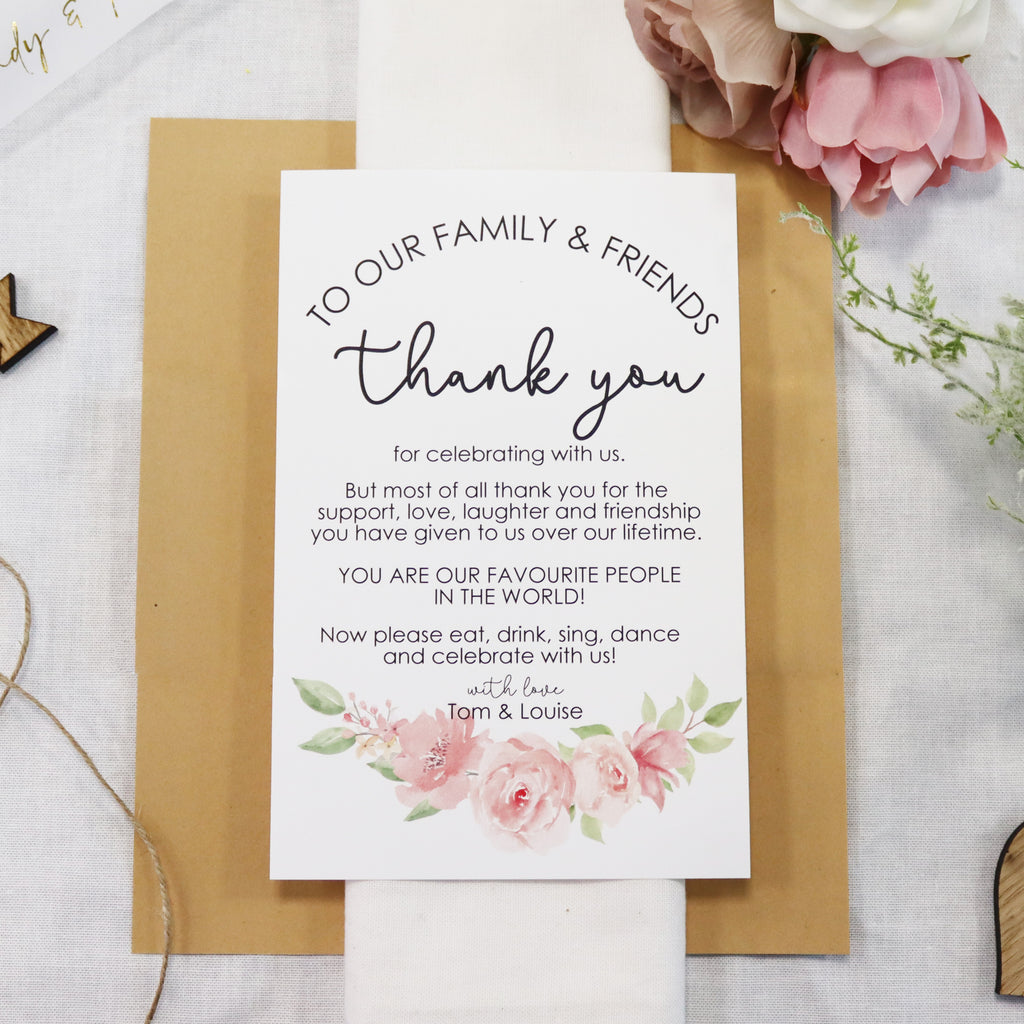 Wedding Thank You Place Setting