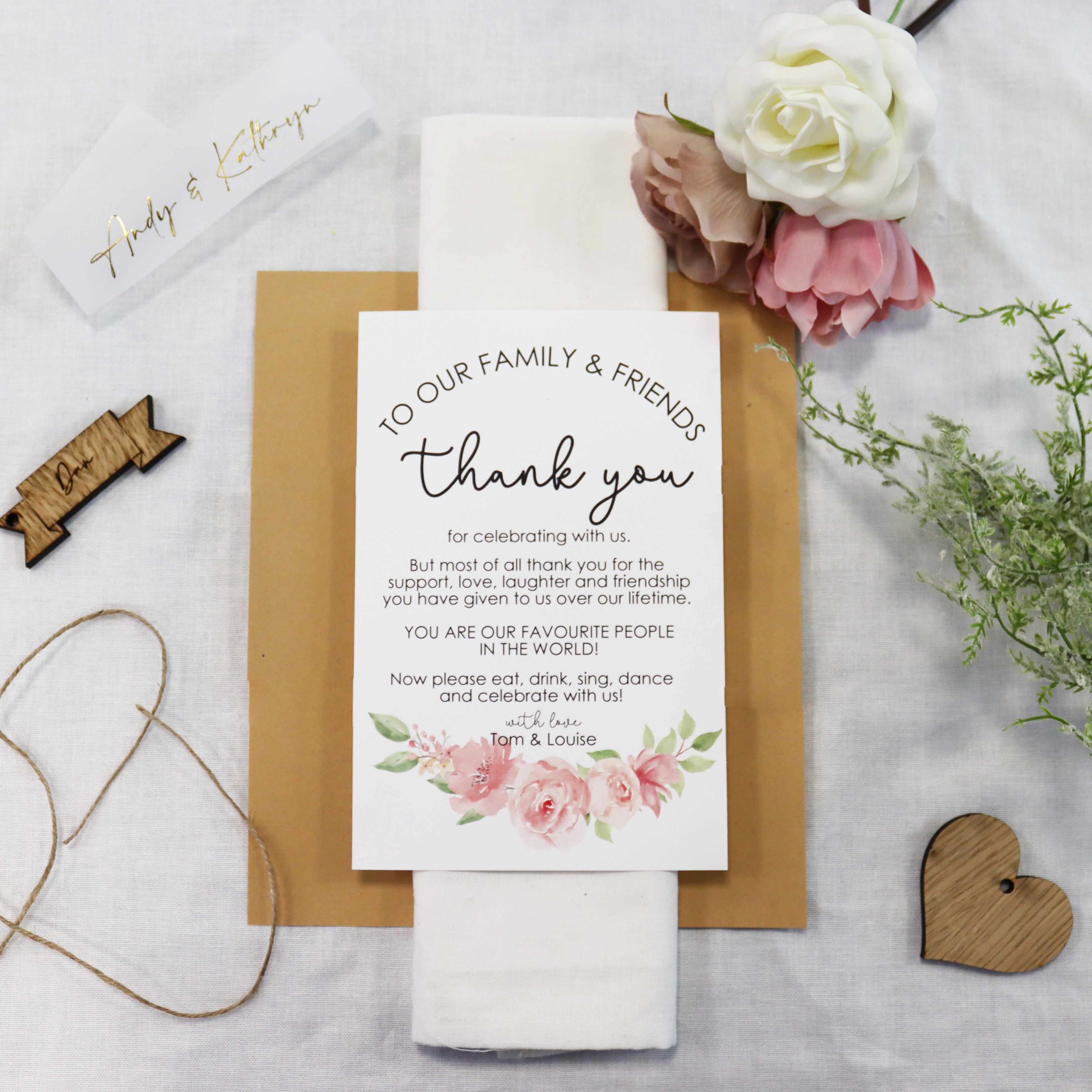 Wedding Thank You Place Setting