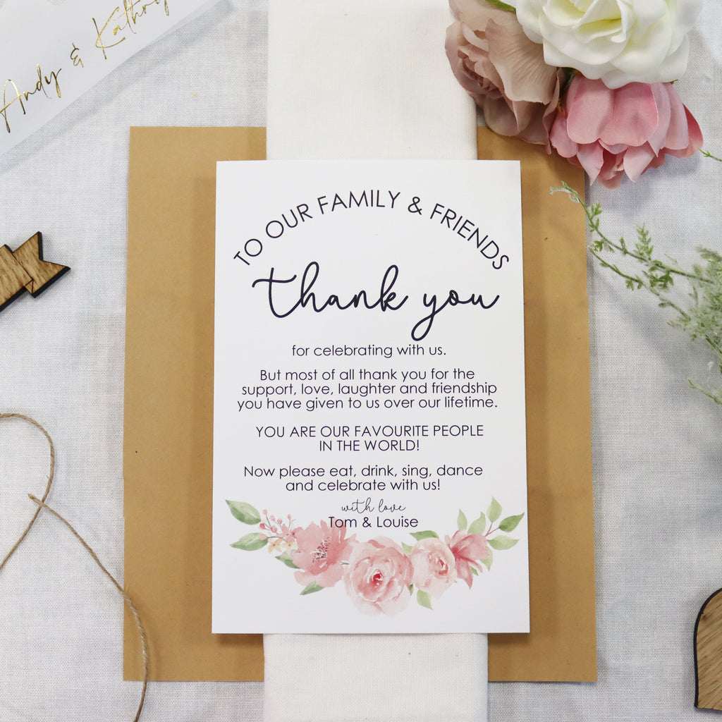 Wedding Thank You Place Setting