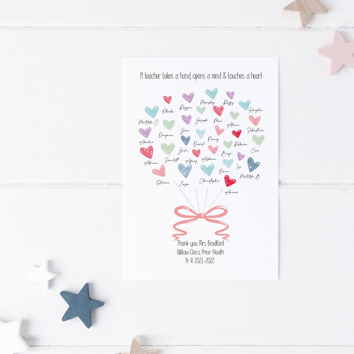 Thank You Teacher Hearts Card