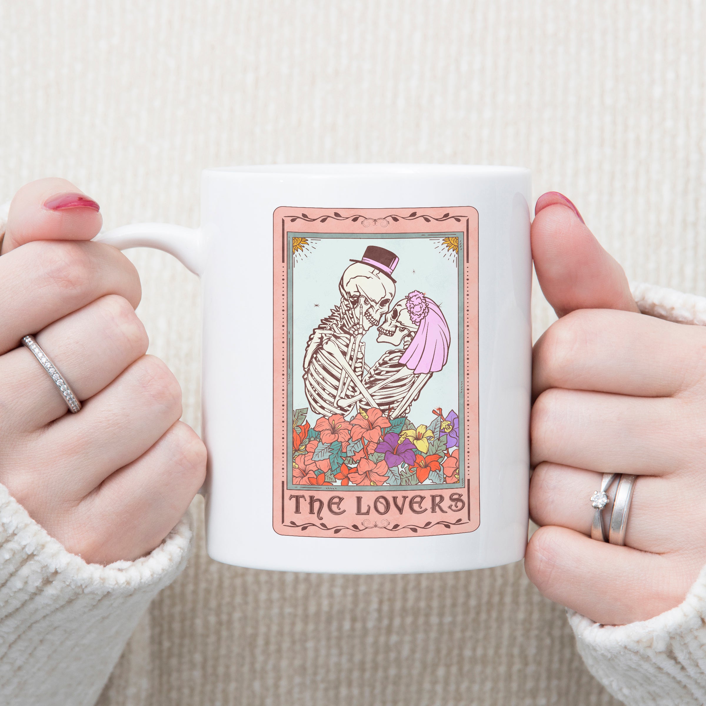 the lovers tarot card mug valentines mug gift for girlfriend white mug with the lovers tarot card