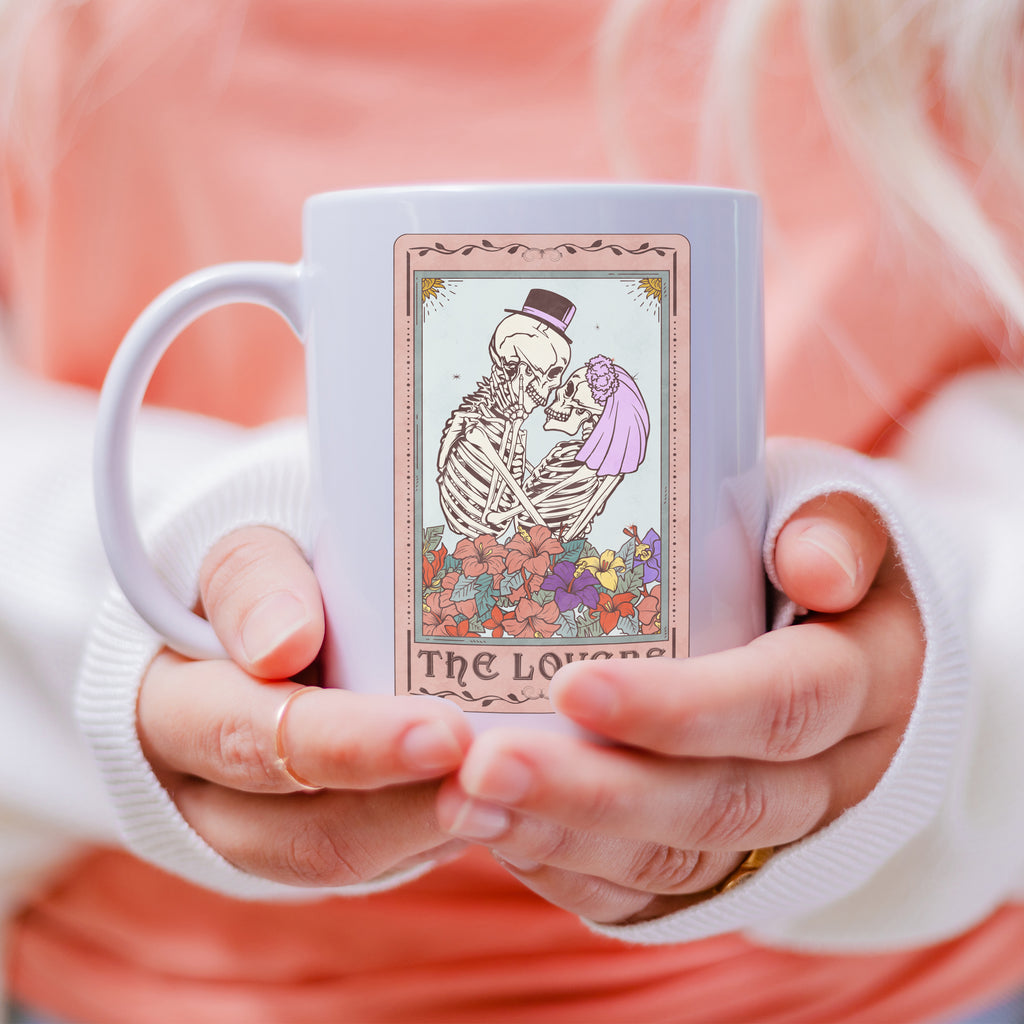 the lovers tarot mug valentine's day tarto mug the lovers skeleton funny tarot