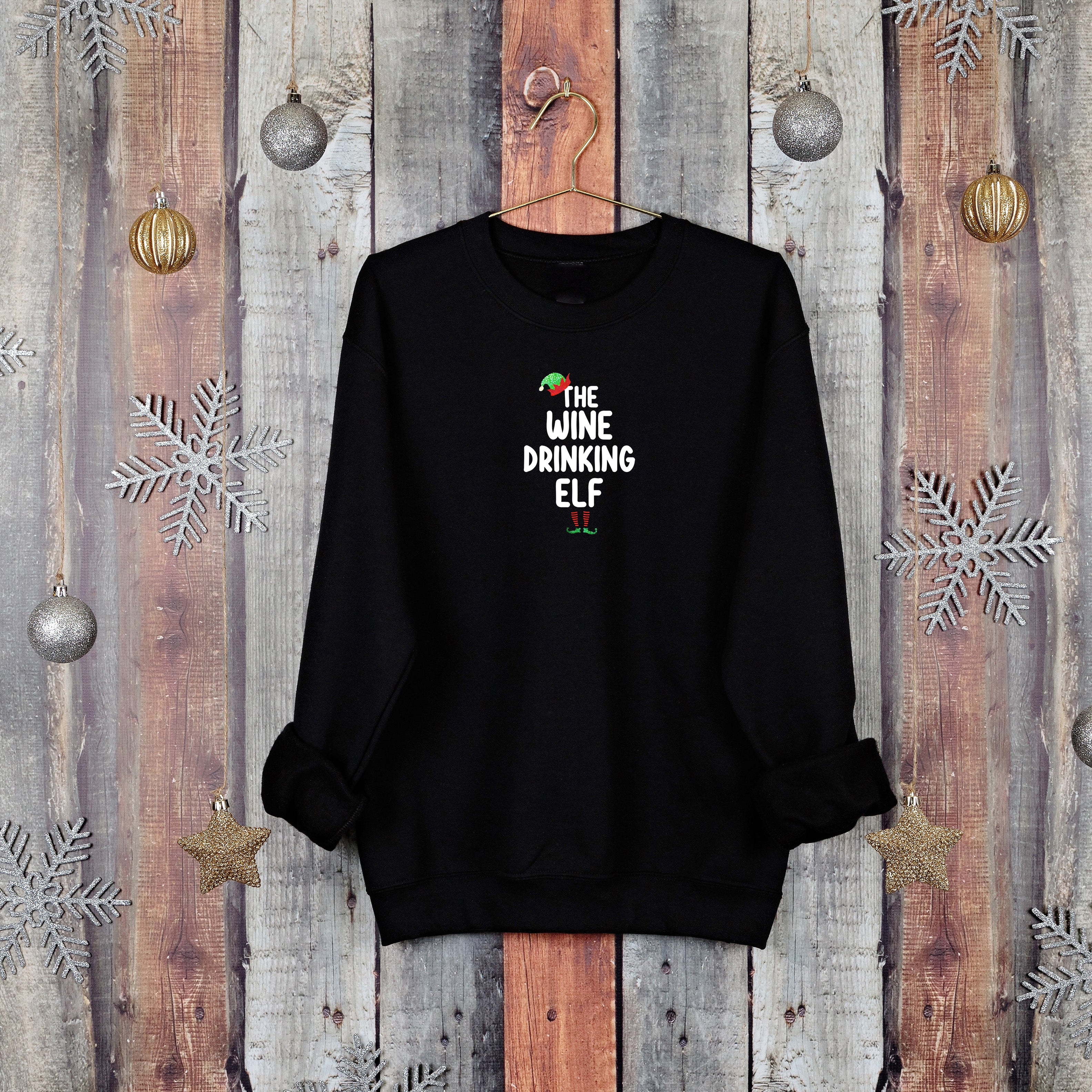 Christmas Wine Drinking Elf Jumper