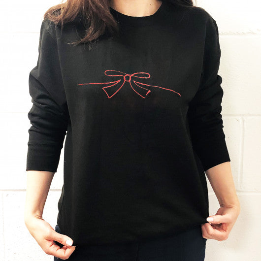 Christmas Jumper Hand Drawn Red Bow