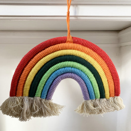 Rainbow Wool Tufted Hanging Wall Decor