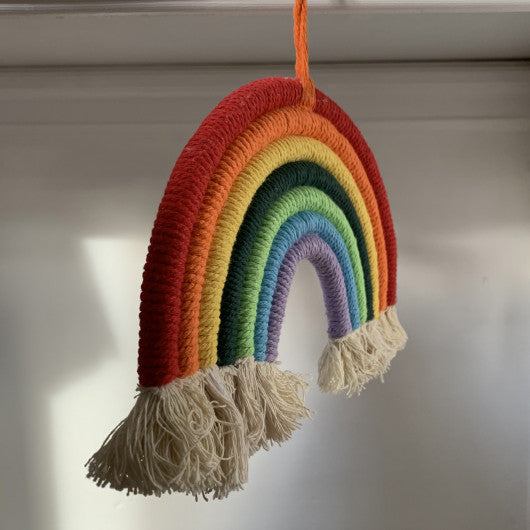 Rainbow Wool Tufted Hanging Wall Decor