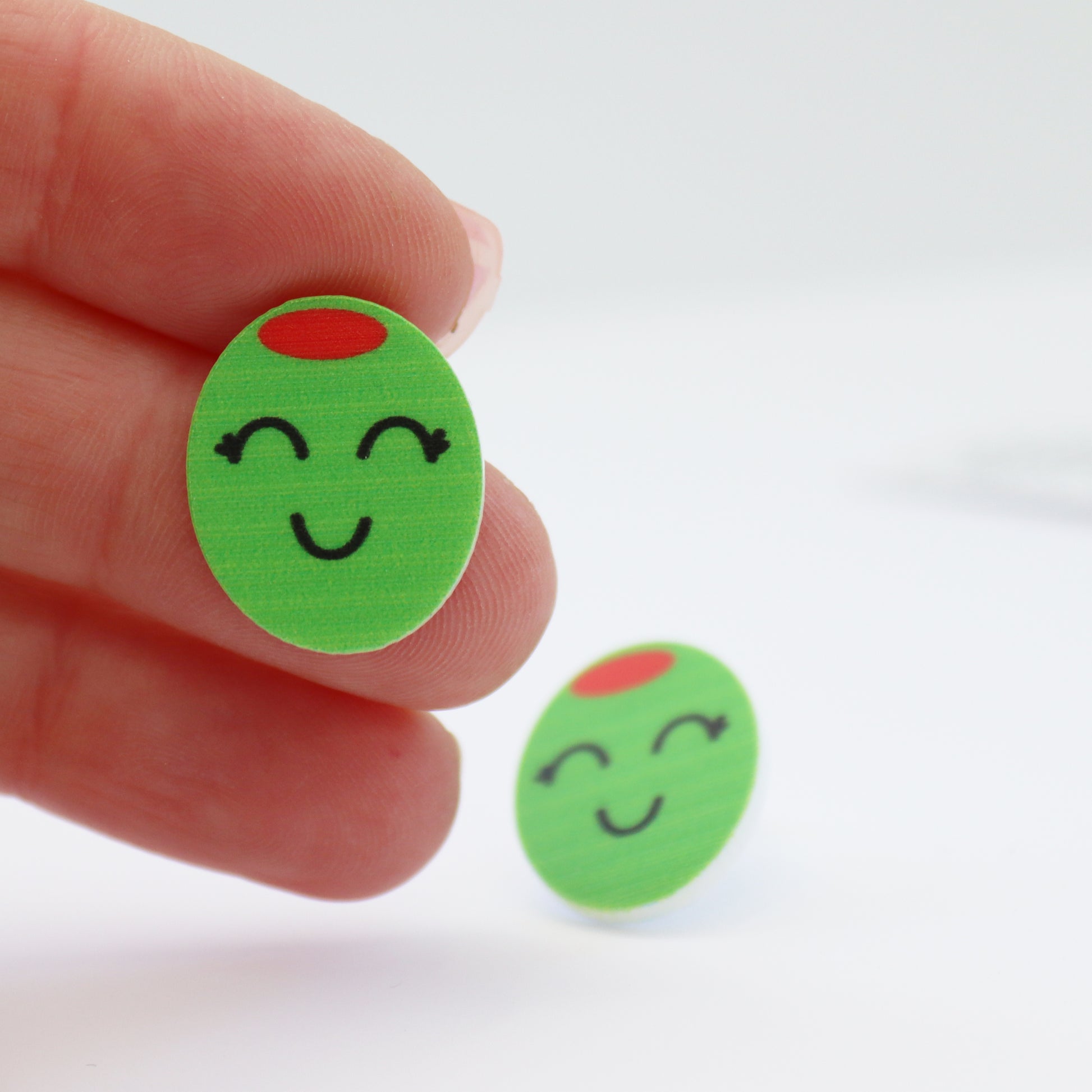 printed olive stud earrings