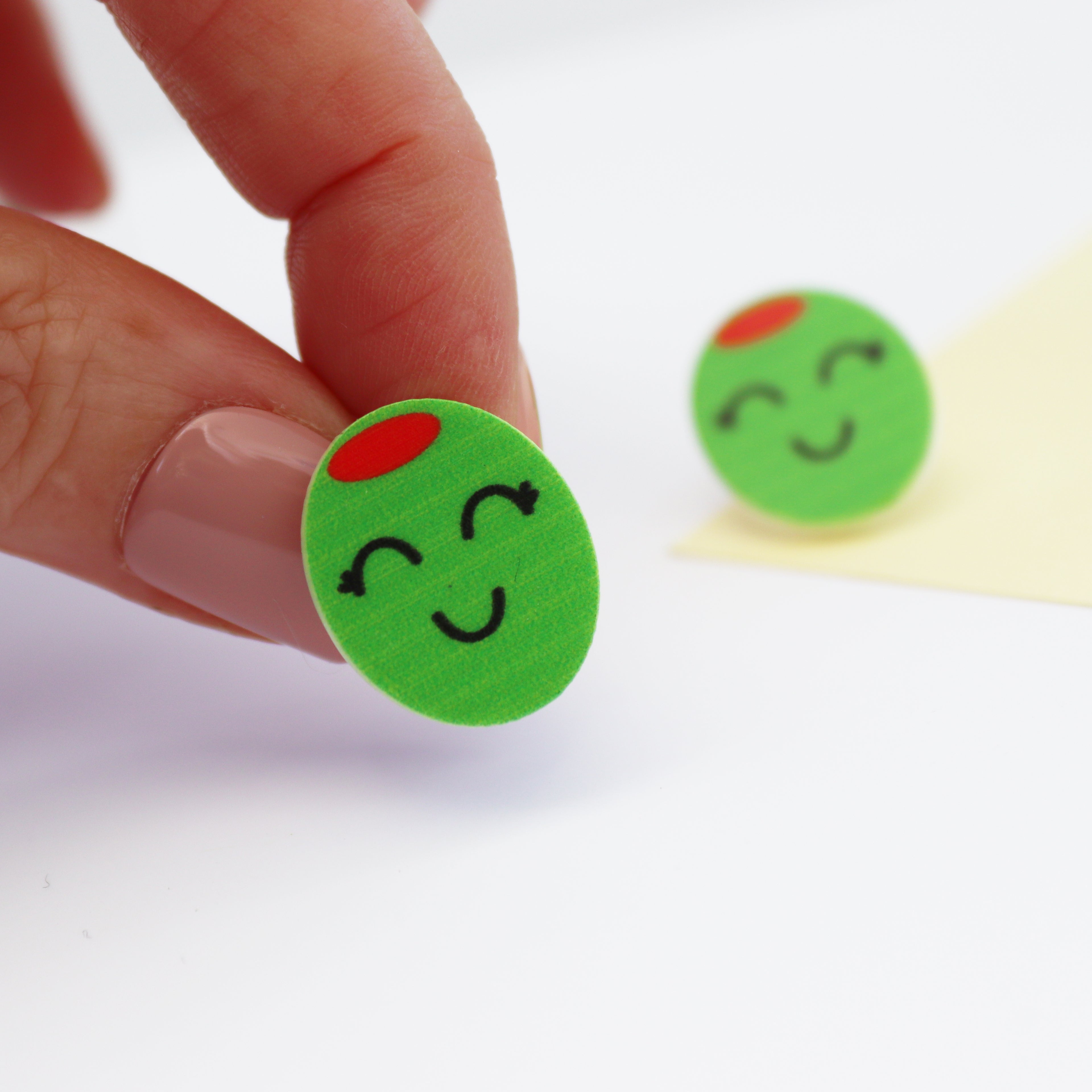 printed olive stud earrings