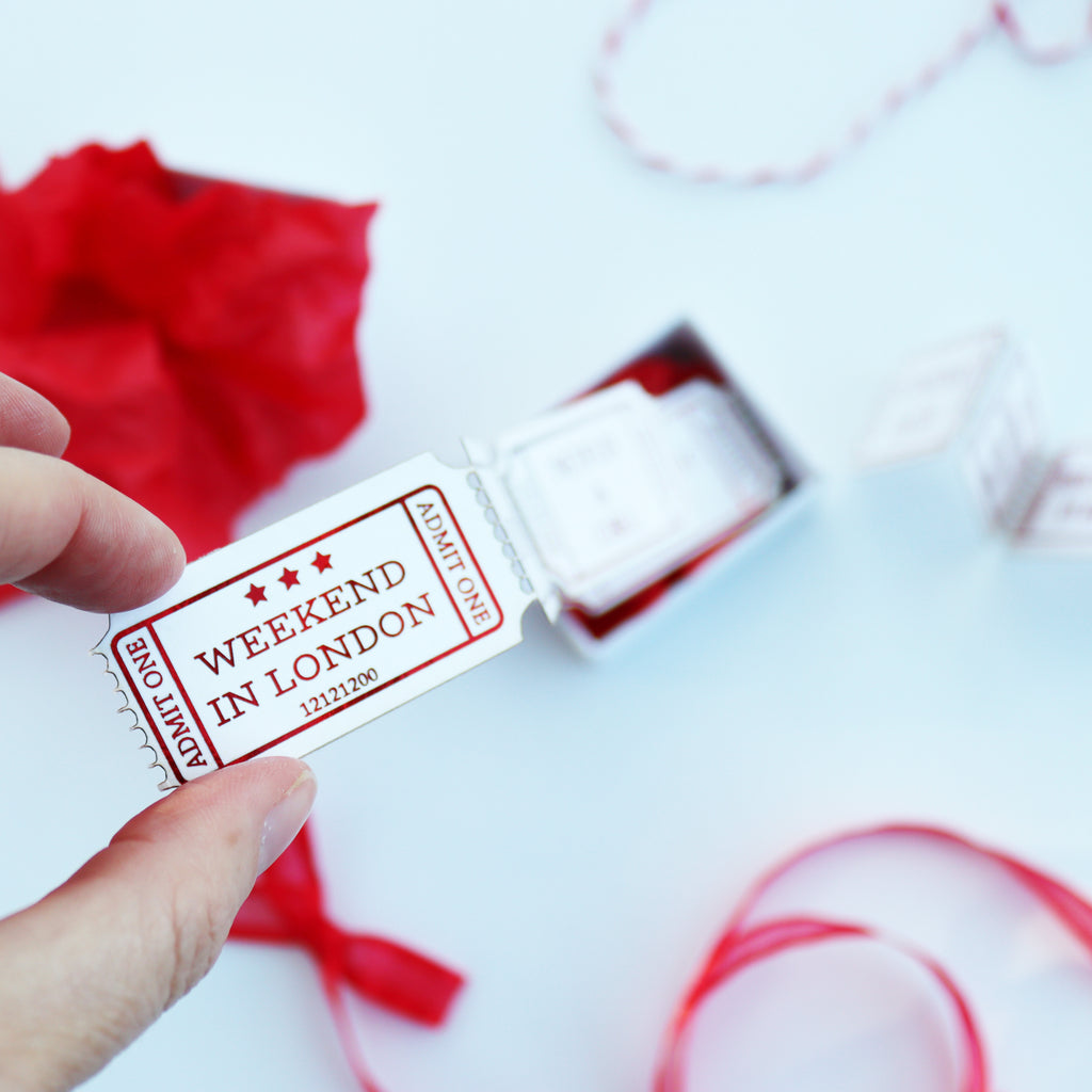 Personalised Date Ideas Ticket Stub Tokens Valentine's Day