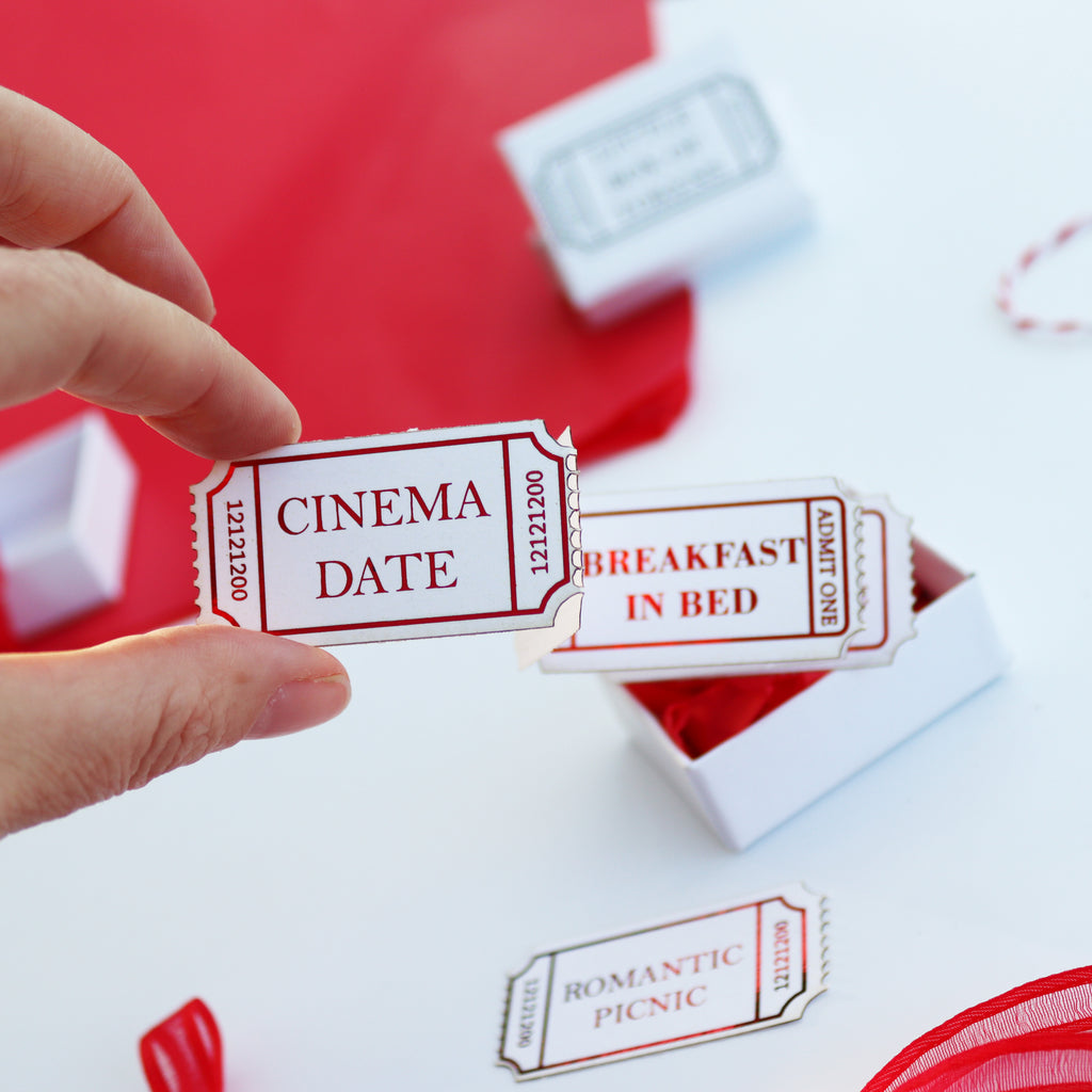 Personalised Date Ideas Ticket Stub Tokens Valentine's Day