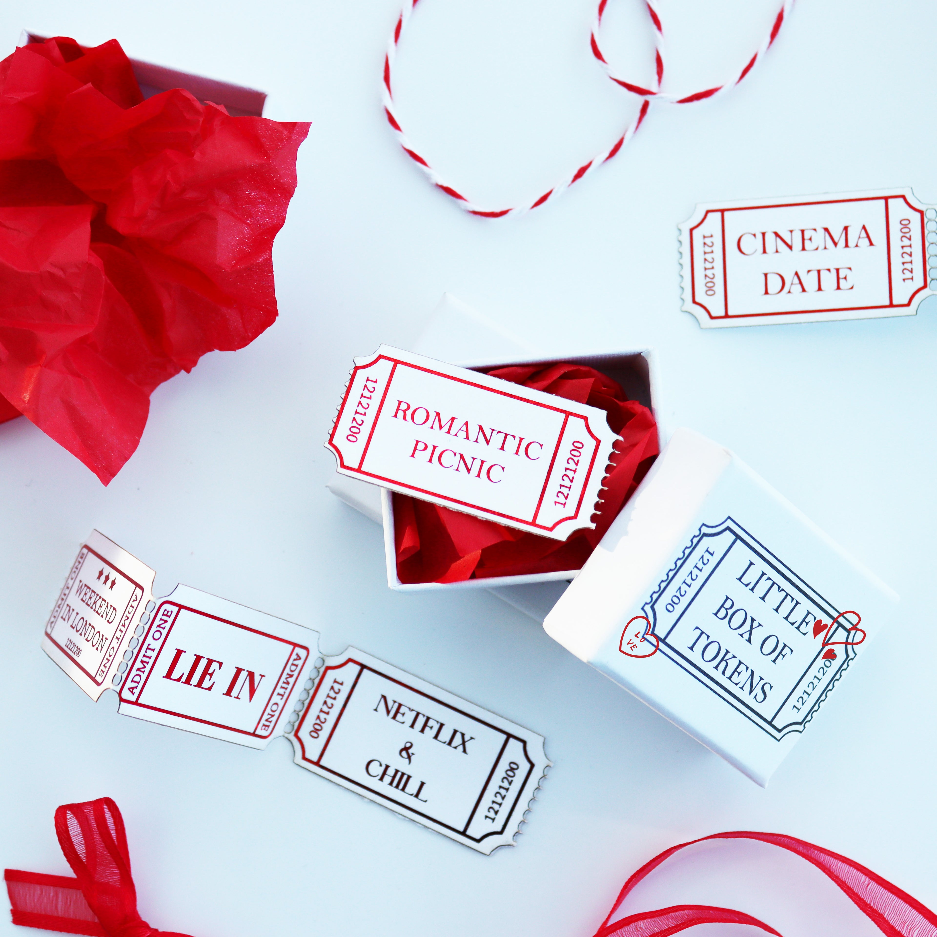 Personalised Date Ideas Ticket Stub Tokens Valentine's Day