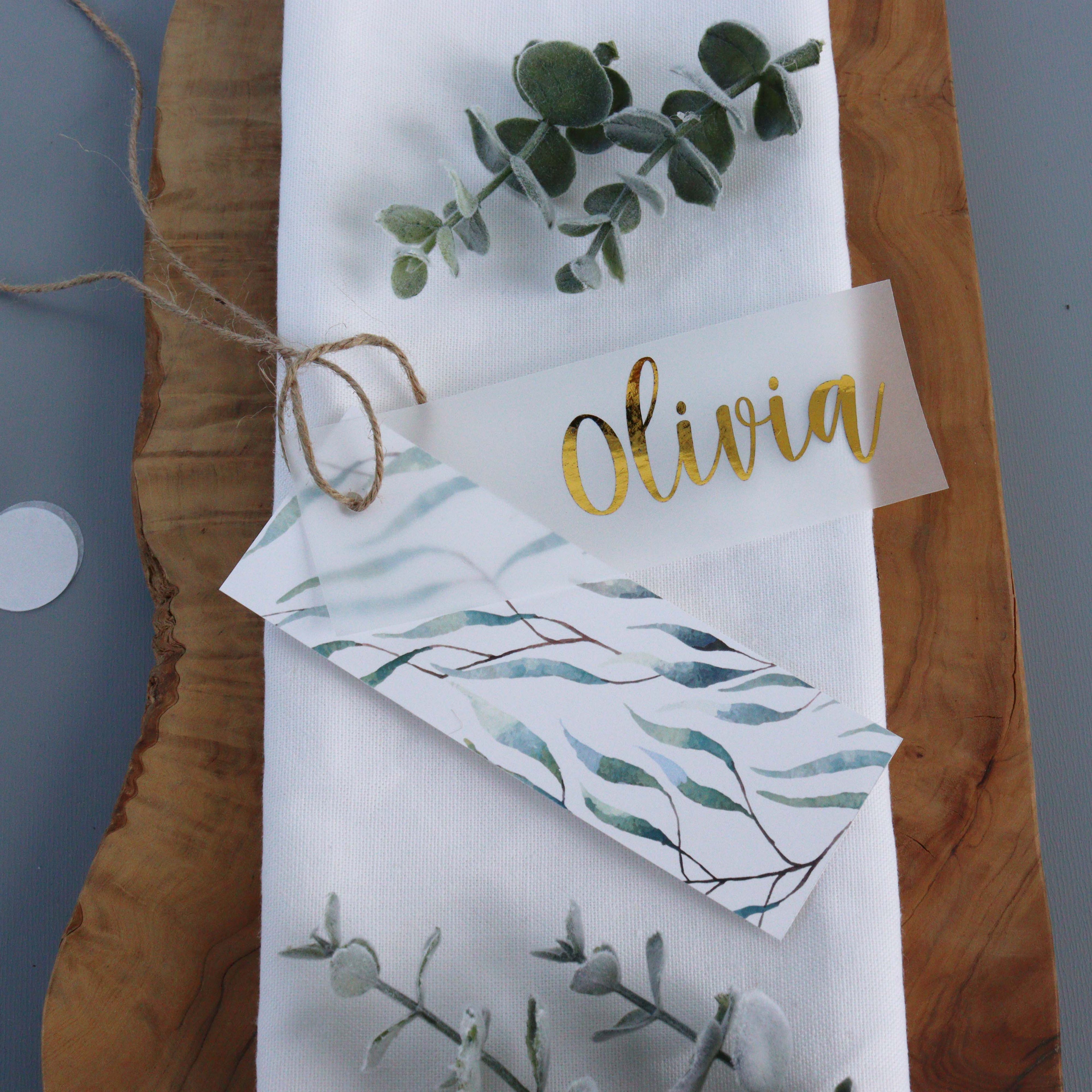 Personalised Metallic Vellum Botanical Place Setting