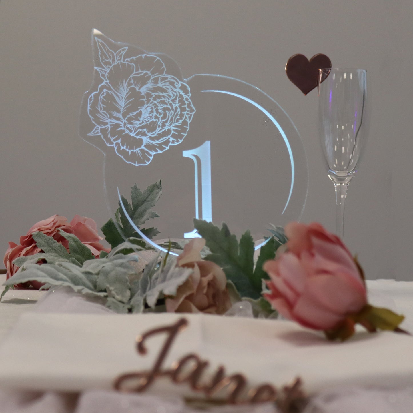 Light Up Wedding Centrepiece Table Number