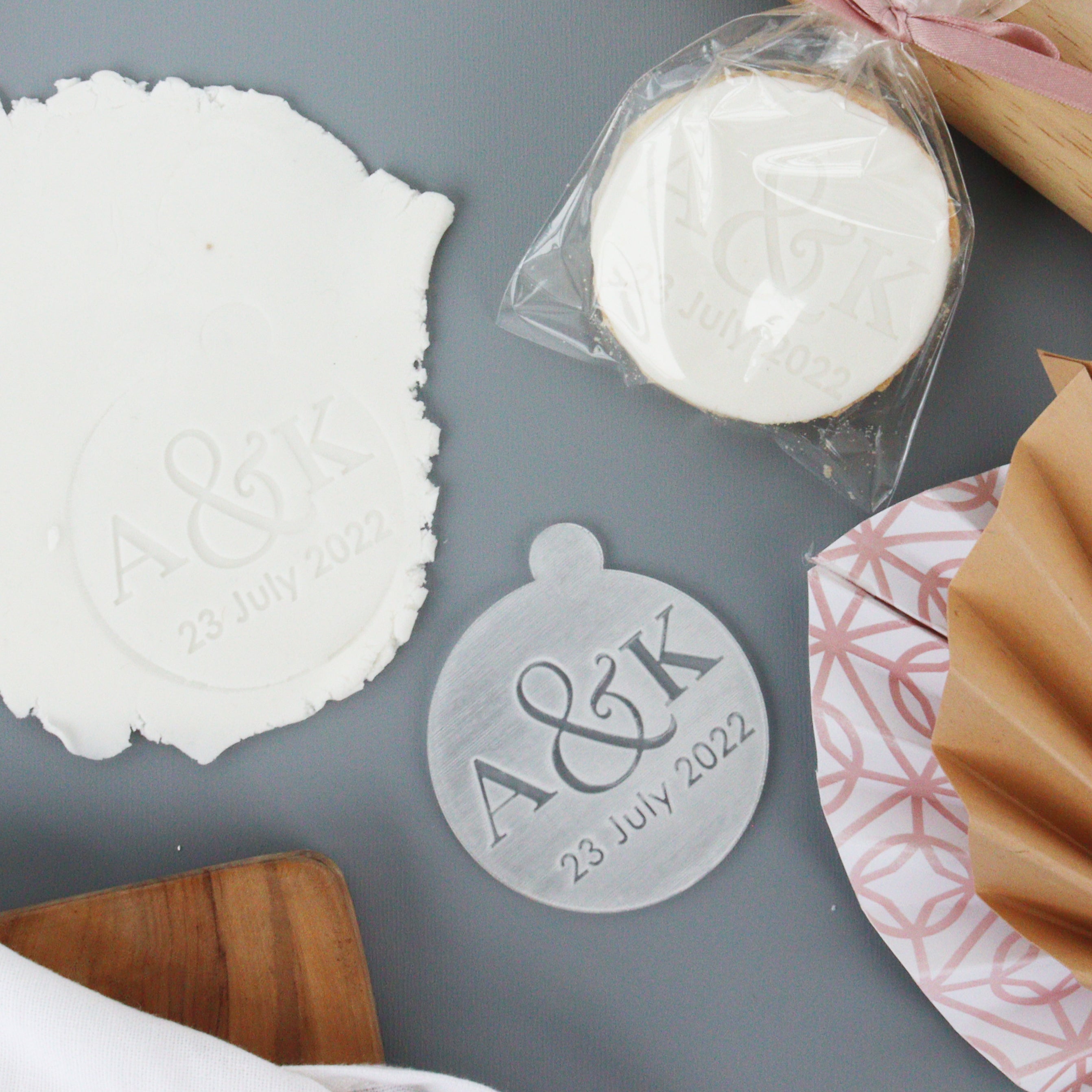 Personalised Wedding Cookie Embosser Fondant Biscuit Stamp