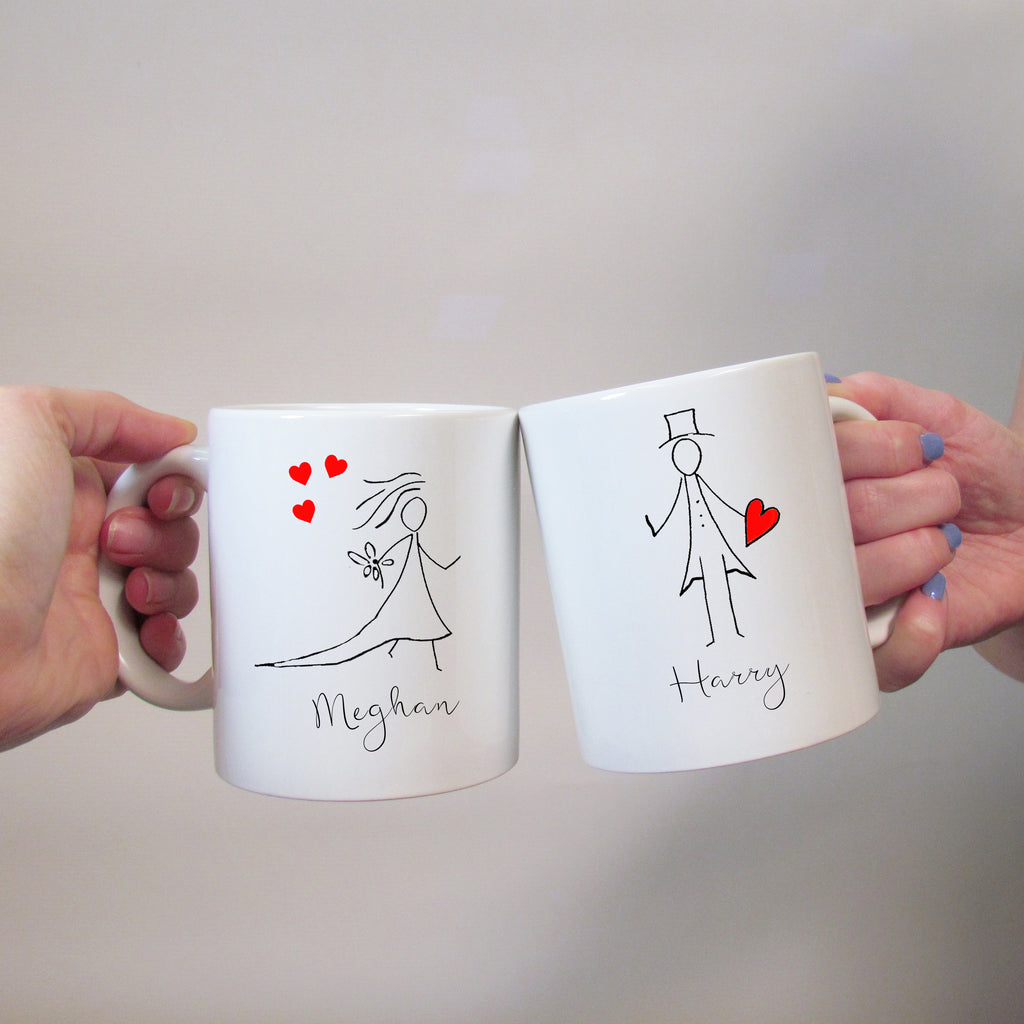 Mr & Mrs Wedding Mug Set (Pencil Design)