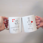 Mr & Mrs Wedding Mug Set (Pencil Design)