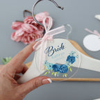 Personalised Clear Wedding Hanger Blue Rose