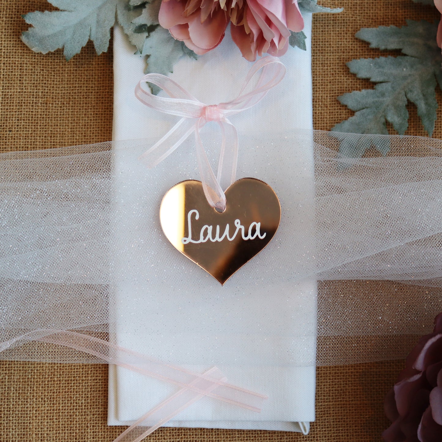 Rose Gold Acrylic Heart Place Setting