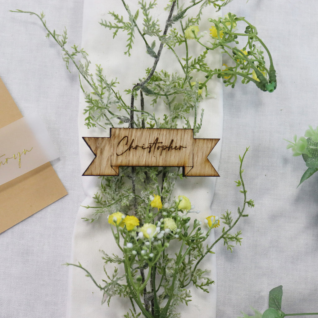 Personalised Ribbon Wooden Place Table Setting