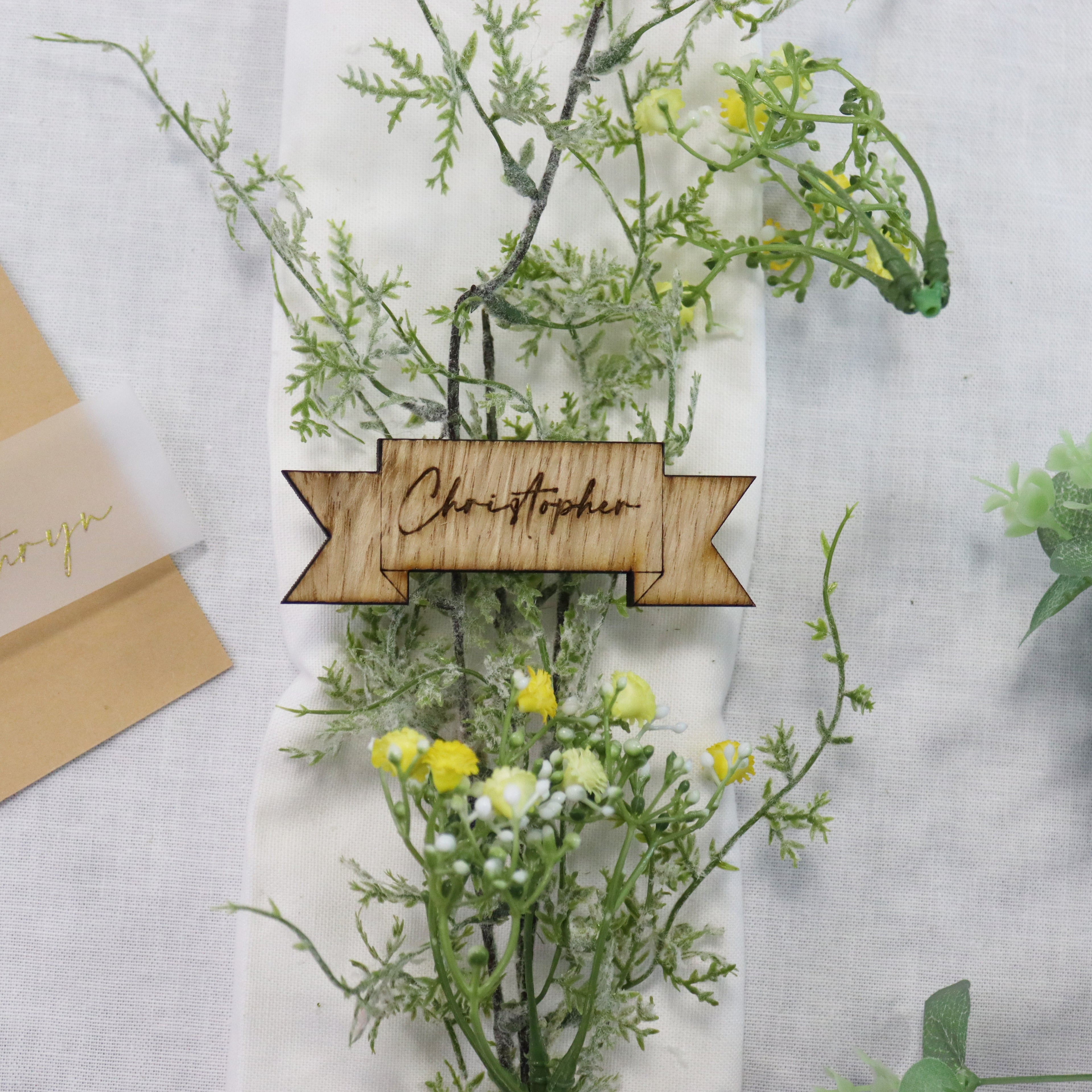 Personalised Ribbon Wooden Place Table Setting