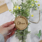 Personalised Round Wooden Place Name Setting