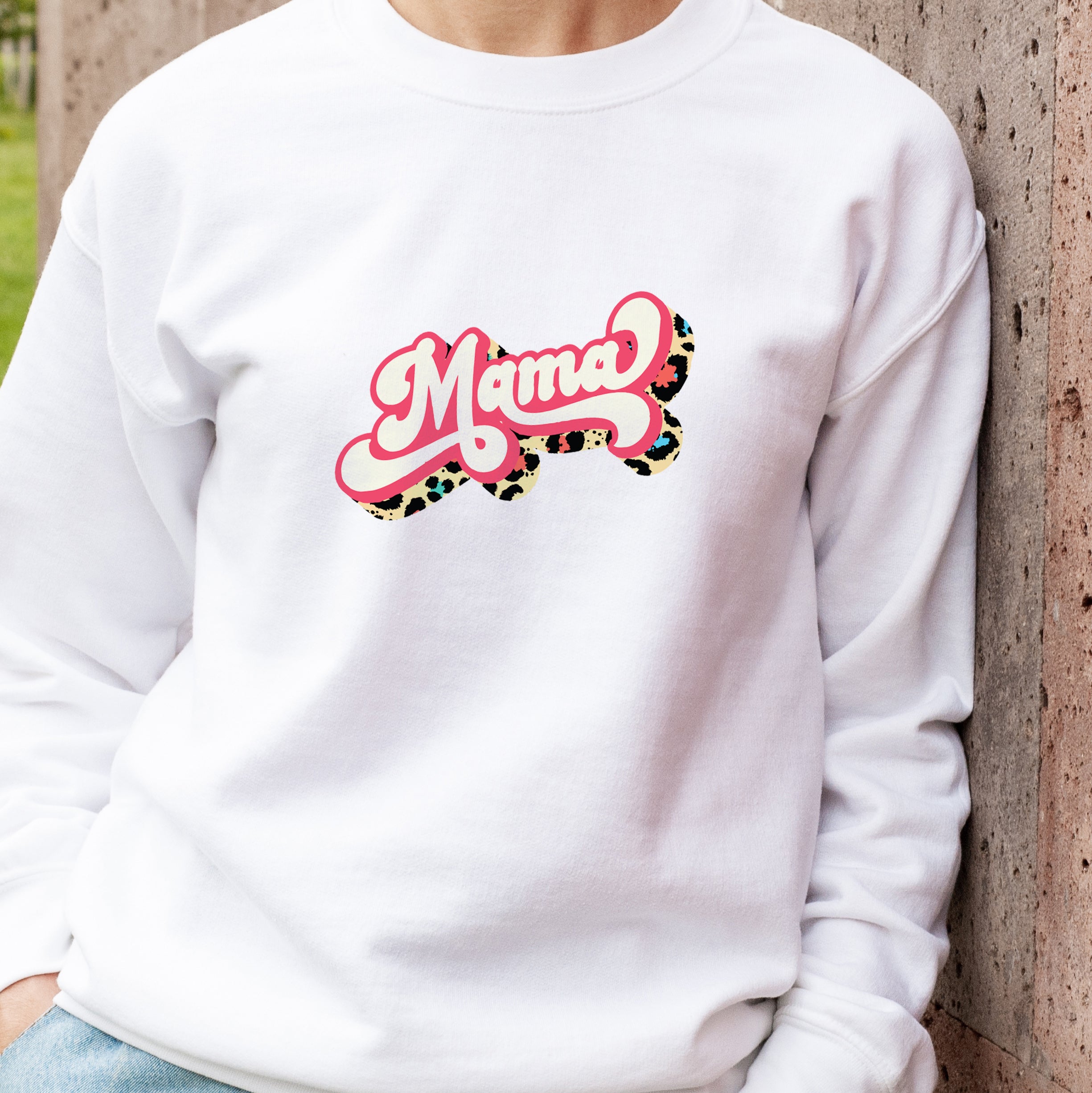 Leopard print retro Mama printed sweatshirt