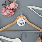 Personalised White Wedding Bride Hanger Tag Blue Rose